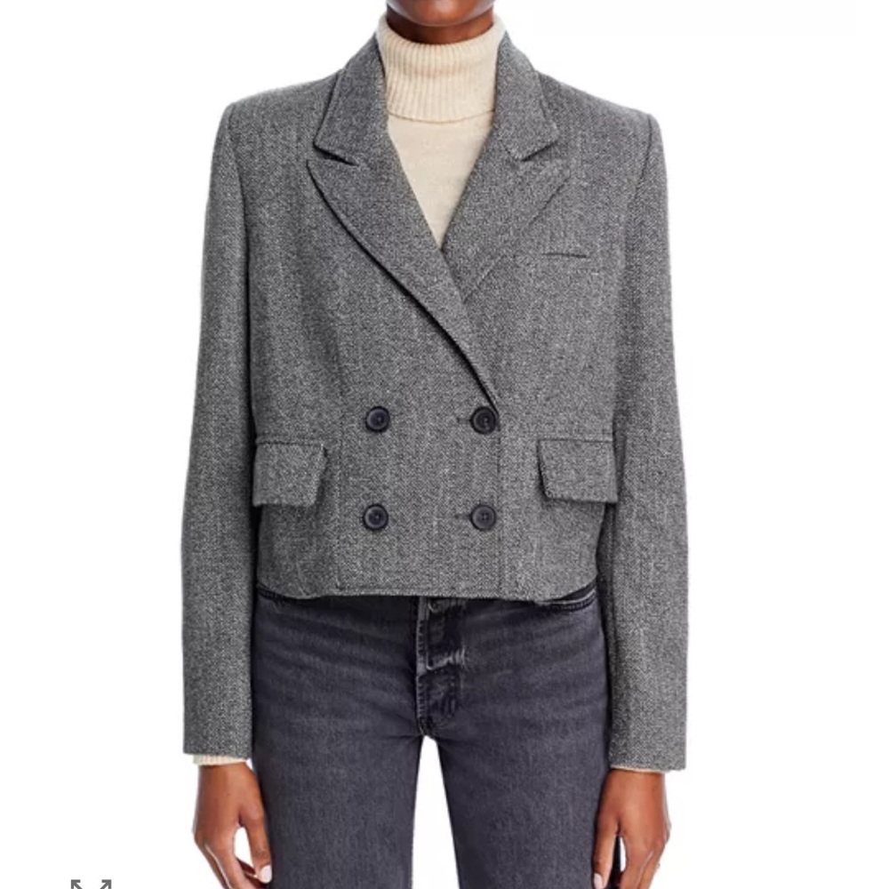 Free People Gray Double-Breasted Blazer